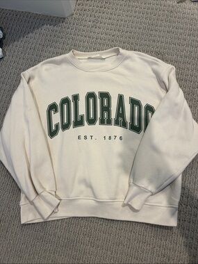 Altar'd State Cream Crewneck with Dark Green Colorado Graphic